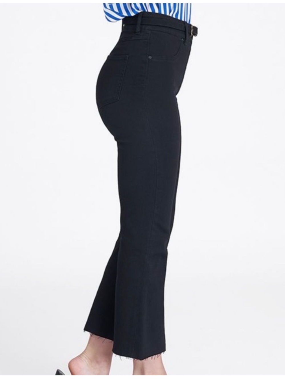 SPANX 20231 R Black Cropped Denim Flare Sz S - Picture 2 of 16